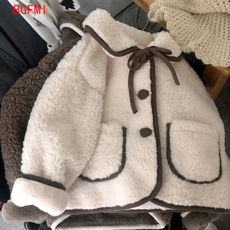 1-10Y Fashion Fleece Thick Infant kid Warm Coat Child Outwear Collar Tie Girl Clothes Baby Fake Fur Winter Jacket