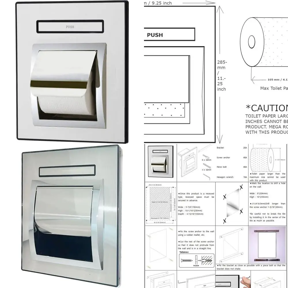 

Stainless Steel Recessed Toilet Paper Holder with Pop-Out Shelf and Phone Tray, Chrome Finish, Suitable for Rolls up to 4.13x5.5
