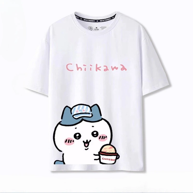 Chiikawa Japanese Cartoon Graphic T‑Shirt, Men Women Couple Casual Summer Short‑Sleeve Oversized Harajuku Streetwear Gift Top