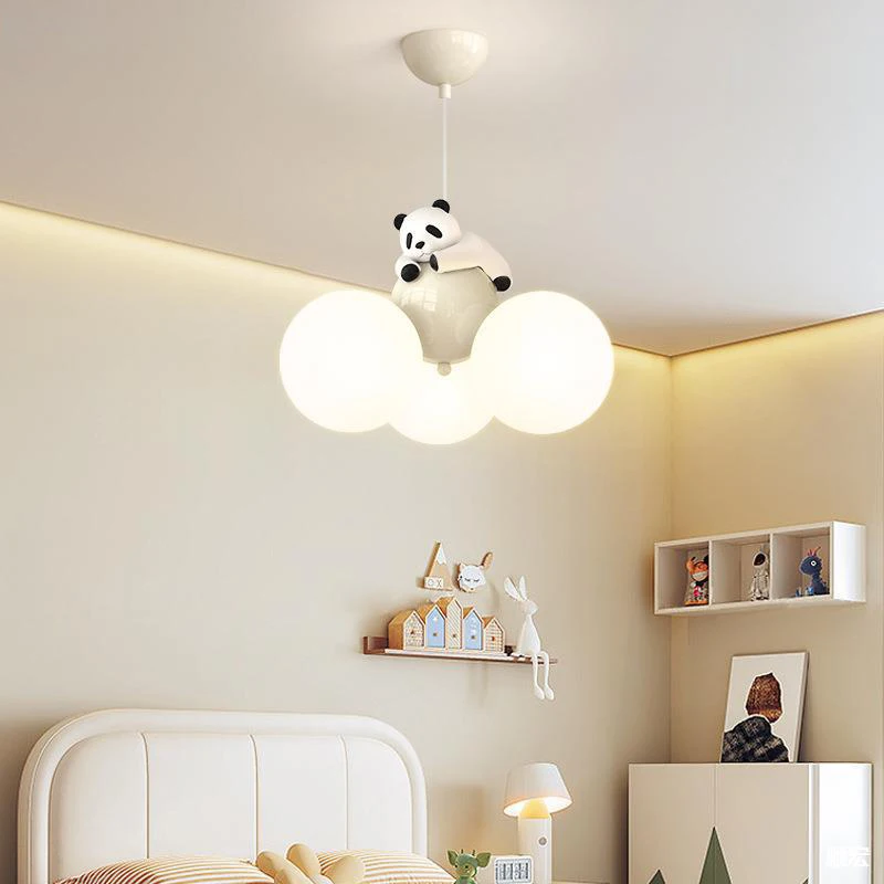 Modern LED Children\'s Room Chandeliers Cute White Bear Bubble Ball Lamp Warm Boy Girl Bedroom Decor Nursery Baby Room Chandelier