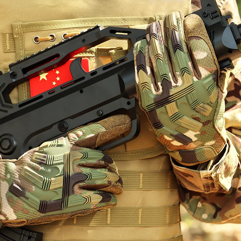 Full-finger touch screen tactical gloves for military enthusiasts, non-slip and wear-resistant, suitable for motorcycle riding,