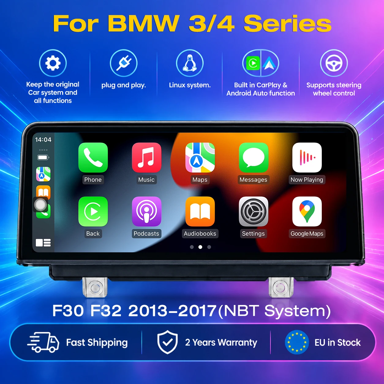 Image of Linux-System 10,25 Zoll Zentralsteuergerät GPS-Navigation Autoradio Passend für BMW 3er F30 4er F32 2013-2017 Multimedia-Stereo-DVD-Player mit Android Auto und Kabellosem Carplay