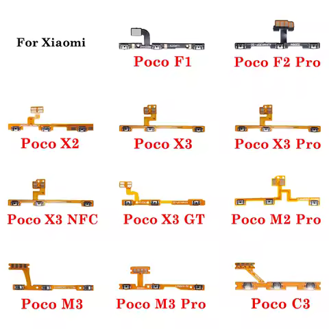 1Pcs Power Button Key Flex Cable For Xiaomi Mi Poco F1 F2 X2 X3 GT NFC M2 M3 C3 Pro Volume On Off Mute Switch Button Ket Flex