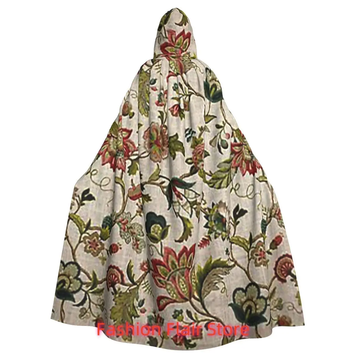 

Красный, зеленый жабобейский цветочный узор с вышивкой, длинный плащ с капюшоном, средневековый костюм ведьмы, накидка для косплея, пальто на Хэллоуин для взрослых, унисекс