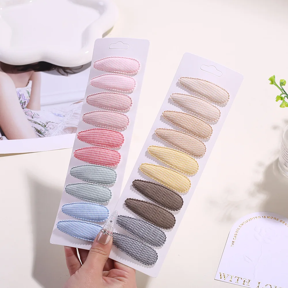 

6PC/10pc Snap Hair Clips for Kids Girls Plaid Cotton Dot Spot Hairpins Baby BB Berrettes Clamp Pins Women Hair Accessories