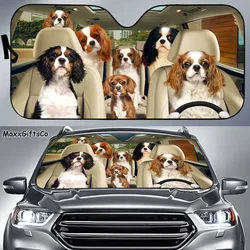 Cavalier King Charles Spaniel Car Sun Shade, Dogs Windshield, Dogs Family Sunshade, Dog Car Accessories, Car Decoration, Gift Fo