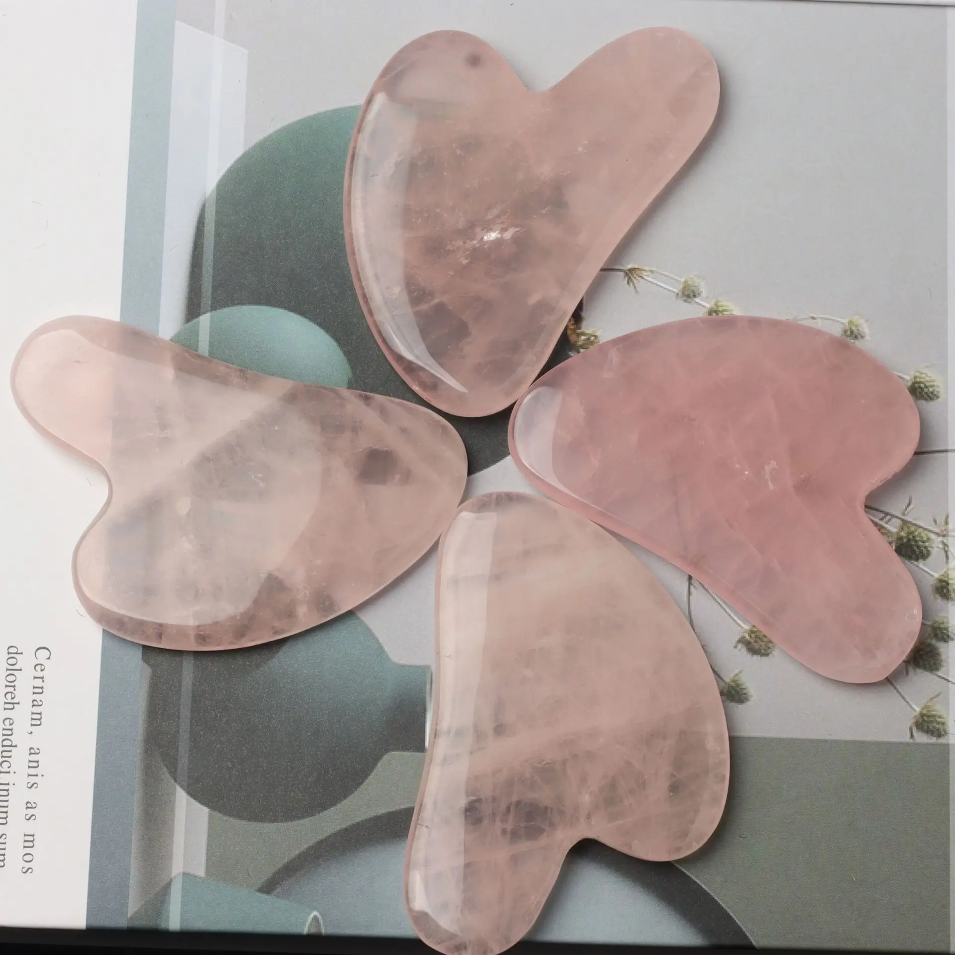 

﻿ Natural jade powder crystal scraping board, eye and facial scraping tablets powder crystal finger massage and stretching stick
