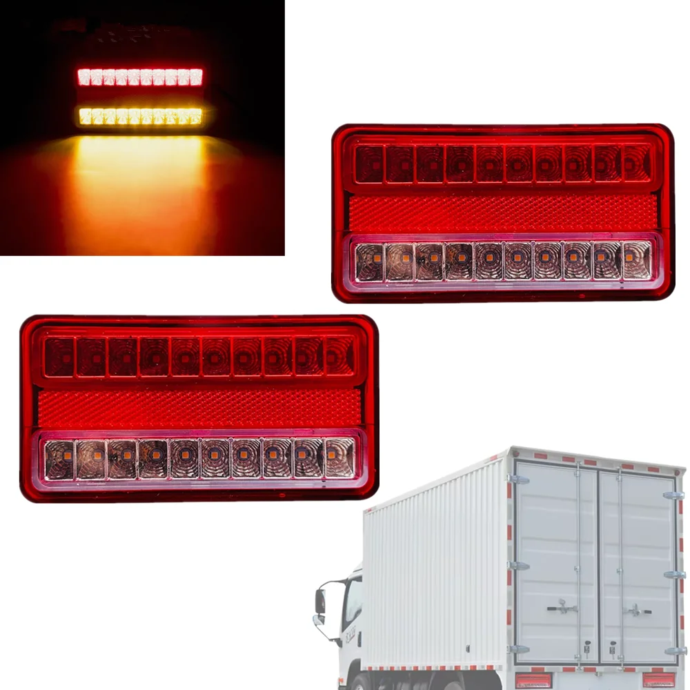 

2PCS LED Truck Rear Tail Light 12V24V CAR Trailer Camper Brake Stop Turn Taillight Lighting Waterproof 20LED Warning Signal Lamp