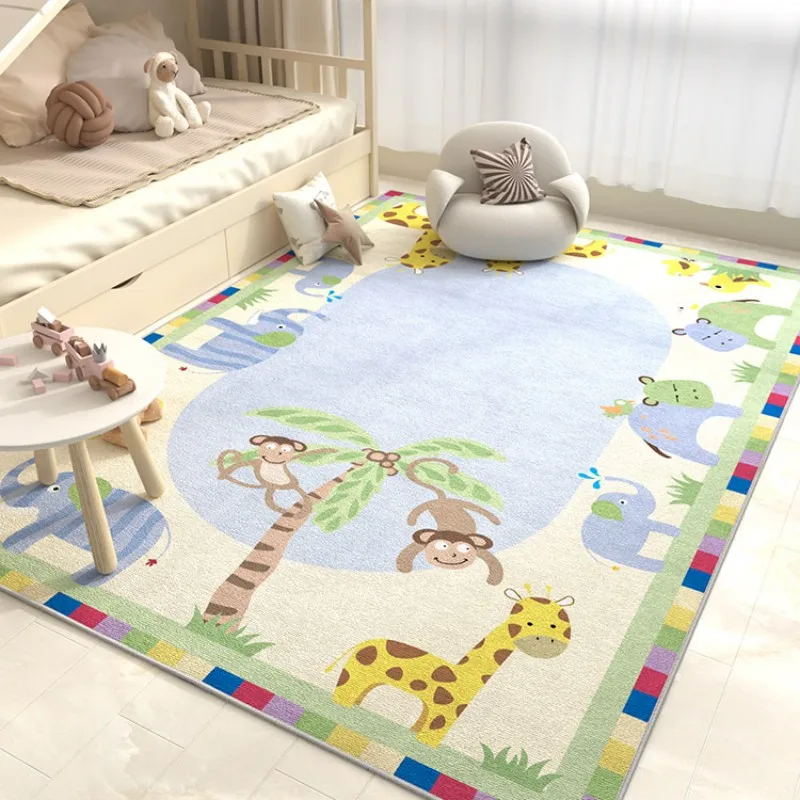 Alfombra antideslizante de dibujos animados para decoración de dormitorio de niños, alfombras nórdicas para sala de estar, alfombra lavable para el