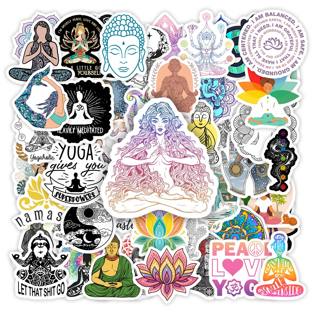 Yoga Meditation Stickers OM Buddha DIY Toy Gift Decorative Decal for Phone Luggage Laptop Bottles Scrapbook Waterproof