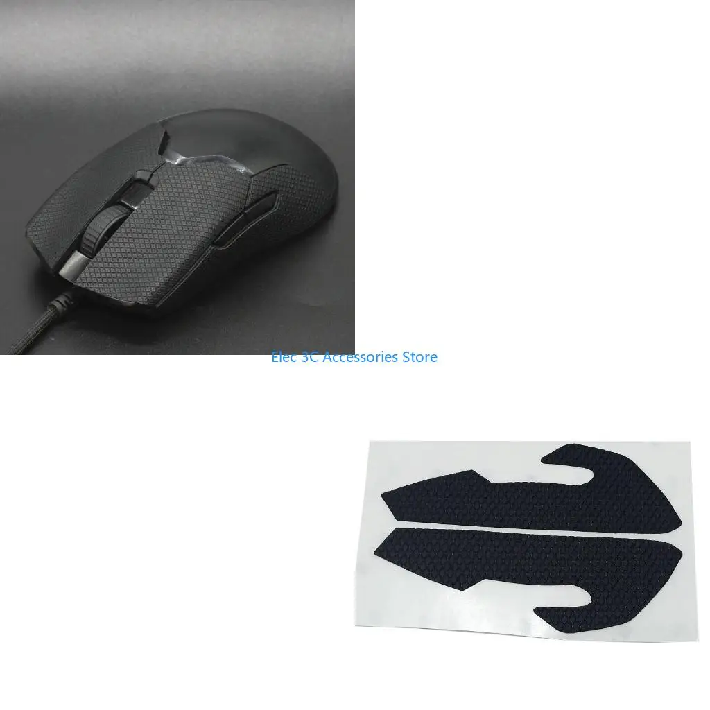 Y51A 1 Set Mouse Skin Mouse Side Pads Left Right Button Stickers for Viper Mice Curved Edges Silicone Grip