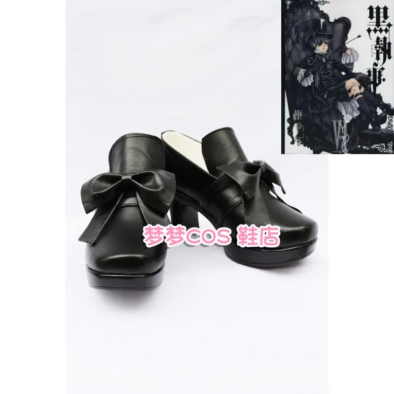 

Обувь для косплея Сиэля Фантомхайва: Ботинки из аниме «Тёмный дворецкий» с чёрной розой, на высоком каблуке, для Хэллоуина и Рождества