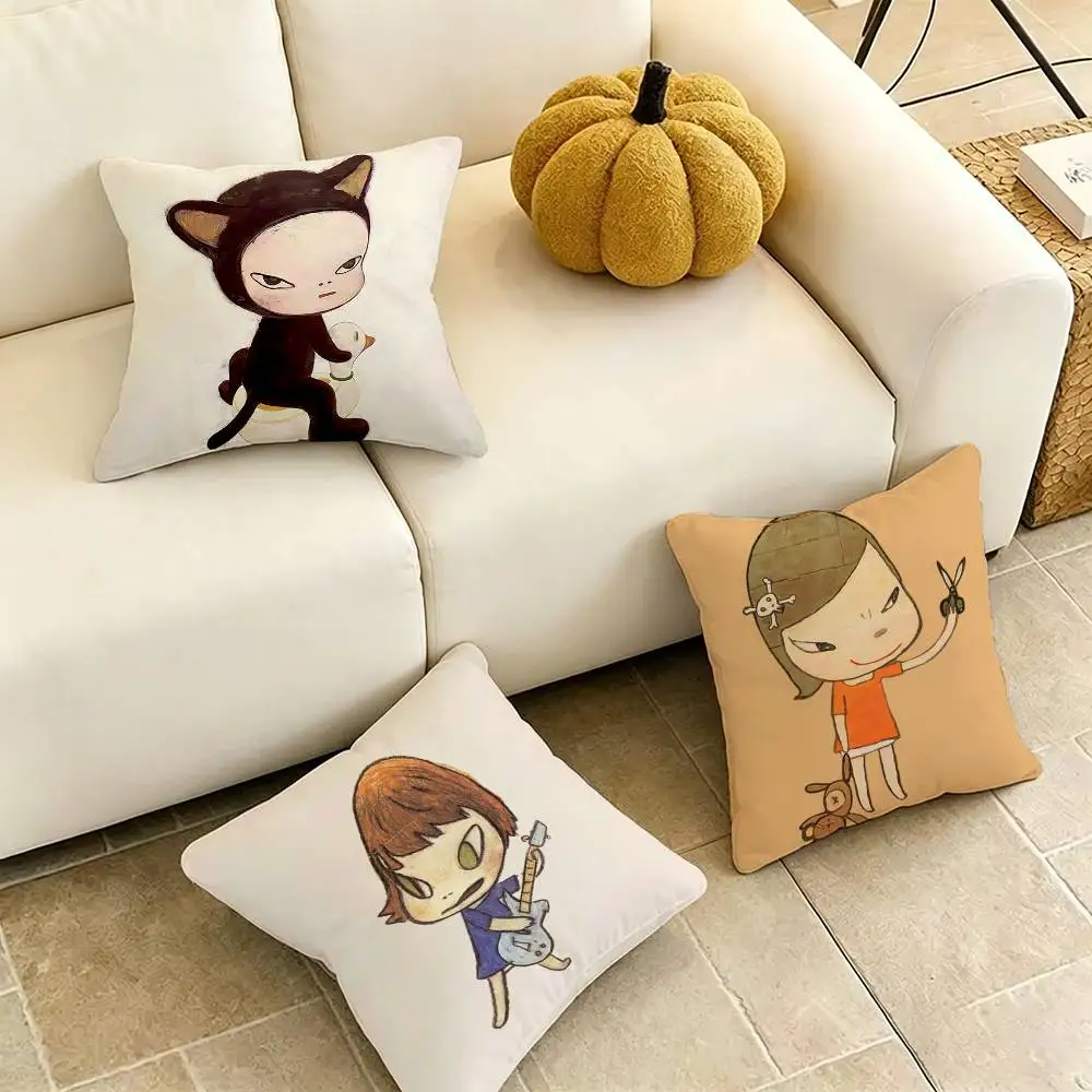 

Y-Yoshitomos N-Naras CUTE Square Double-Sided printed Pillow Case Bedroom Bedside Pillow Sofa Cushion Cover Gift