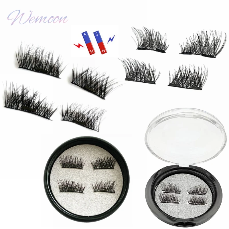 Pestañas magnéticas individuales, pestañas postizas de visón 3d, sin pegamento, maquillaje Natural reutilizable de larga duración, medio ojo, 2 imanes