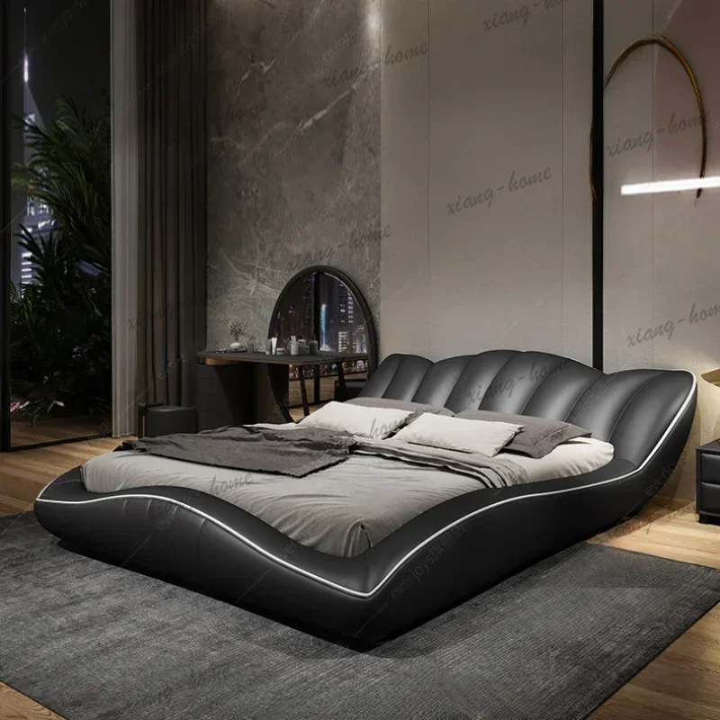 FG European Modern Bed Frame Aesthetic Queen Headboard Double Bed Frame Master Black Designer Safe Modern Muebles Hotel Furnitur