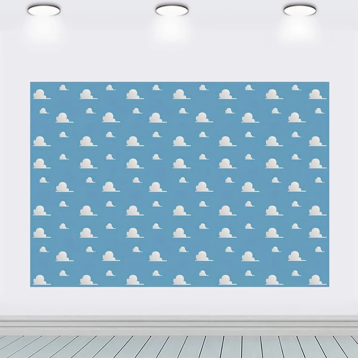 

2D flat 1pc birthday polyester background fabric - blue sky and white clouds, suitable for birthday parties and photography