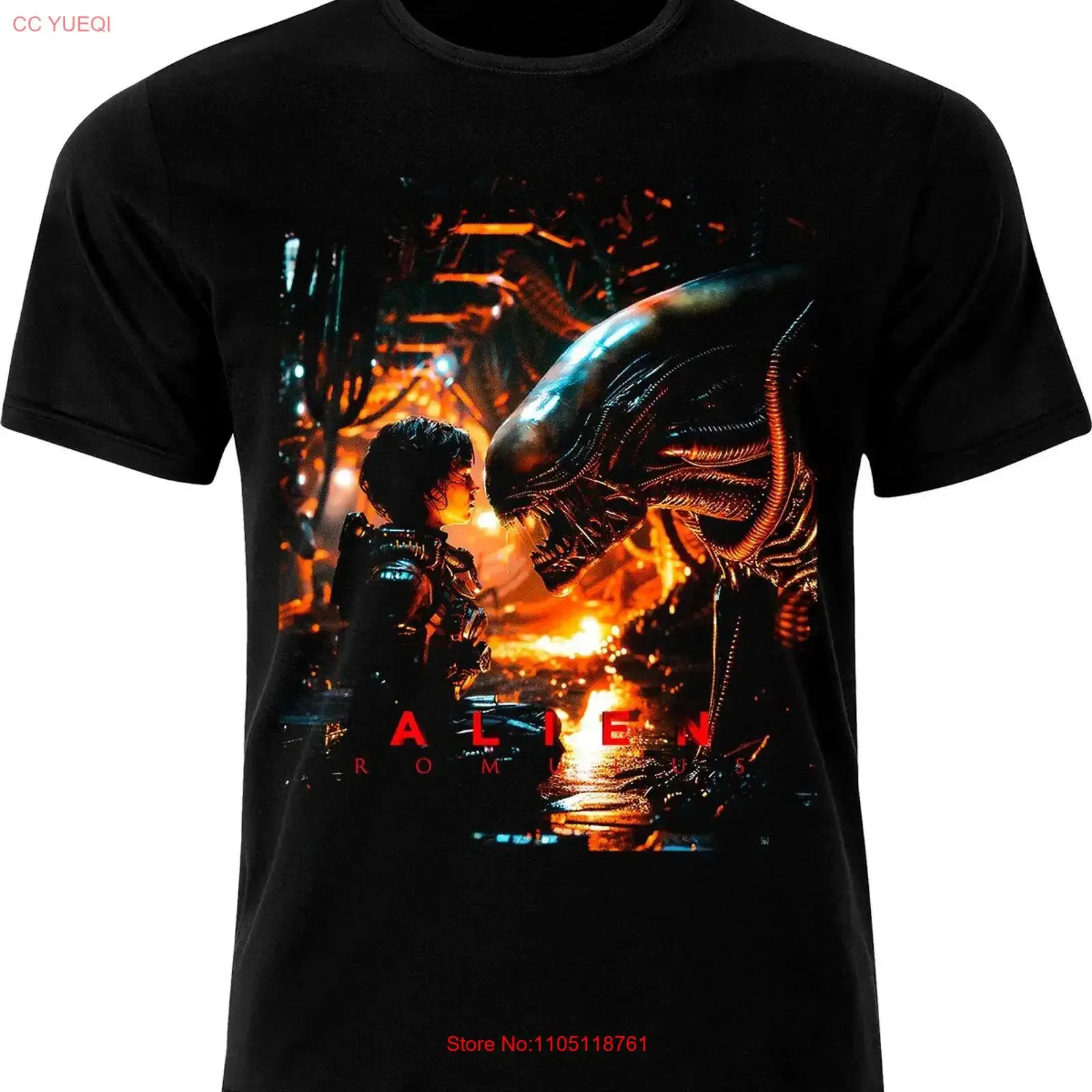 Alien Romulus DTF Halftone printed T Shirt vintage Washed Stylish homme designer clothes Versatile Breathable graphic fashion