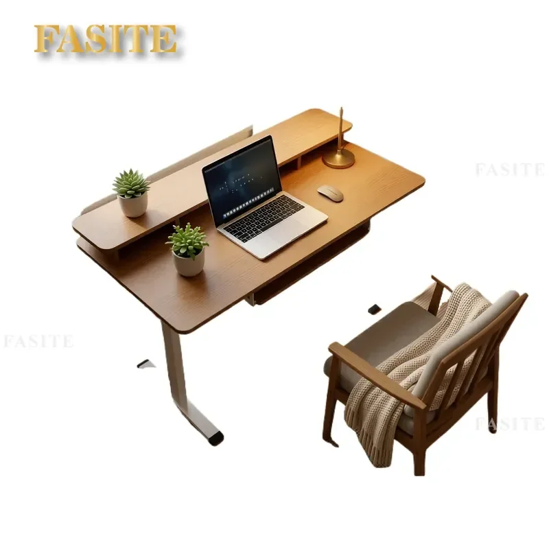 For Customized Household Electric Lifting Table Childrens Study Desk with Bookshelf Single Motor Integrated Height Adjustable