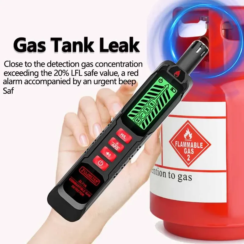 Combustible Gas Leak Detector Natural Flammable Alcohol LPG Methane Analyzer Buzzer Alarm PPM Analyzer Combustible Sensor Tool