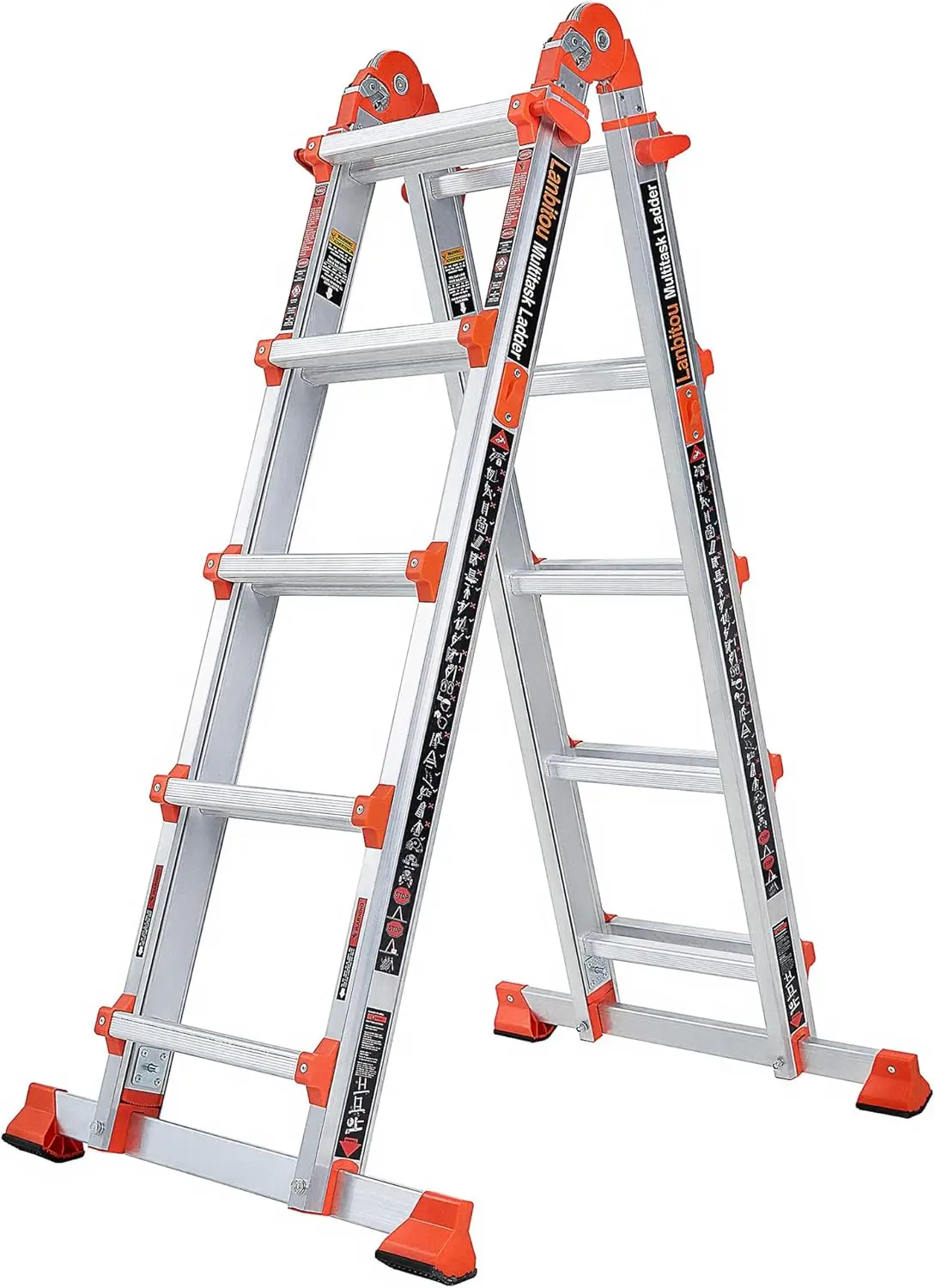 

Ladder, A Frame 5 Step Ladder Extension, 17 Ft Anti-Slip Multi Position Ladder, Storage Folding Ladder, 330 Lbs Security Load