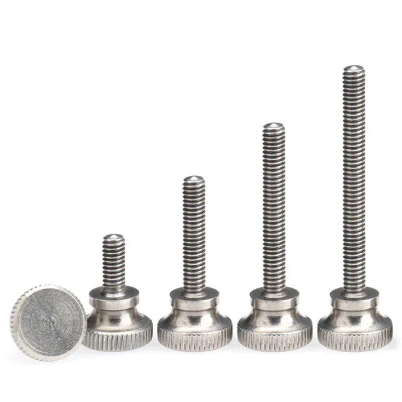 M2 M2.5 M3~M10 304 Stainless Steel Thumb Curtain Wall Glass Lock Screw Hand Knurl Step High Head Hand Tighten Adjust Screw GB834