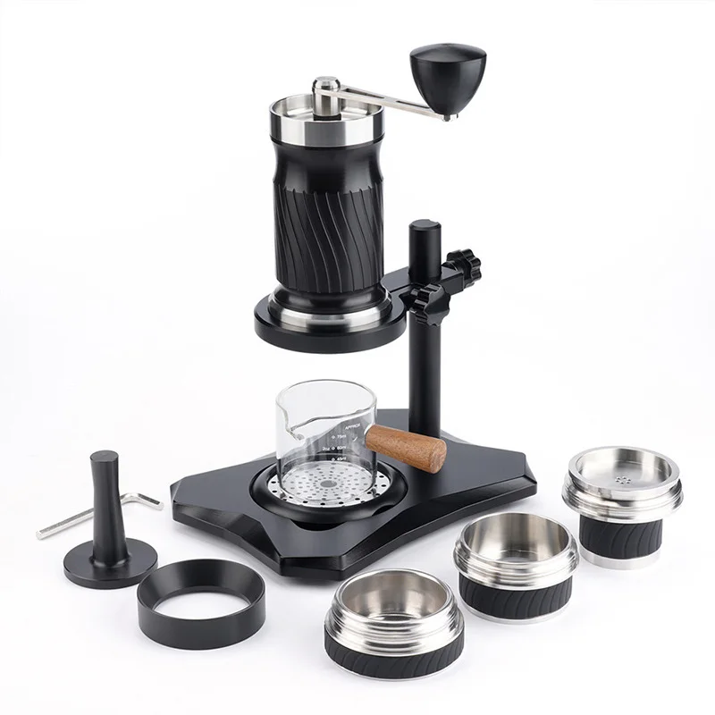 Portable Manual Italian Espresso Machine, Stainless Steel Outdoor Hand-Crank Coffee Maker, 9–12 Bar Variable Pressure Extraction