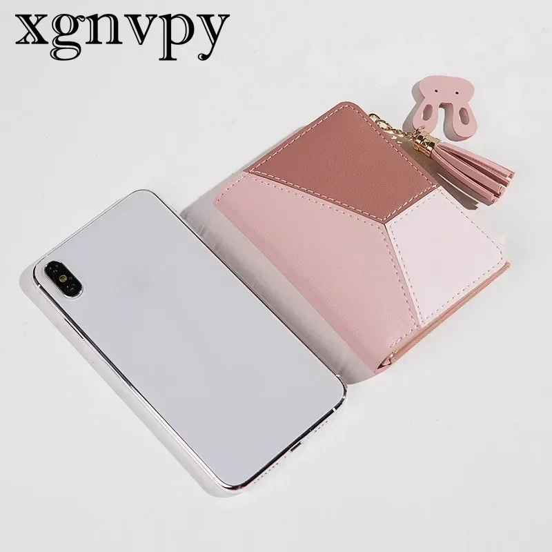 xgnvpy New Wallet Women Two Fold Short Zipper Purse Korean Version Fringe Simple Fashion Purse