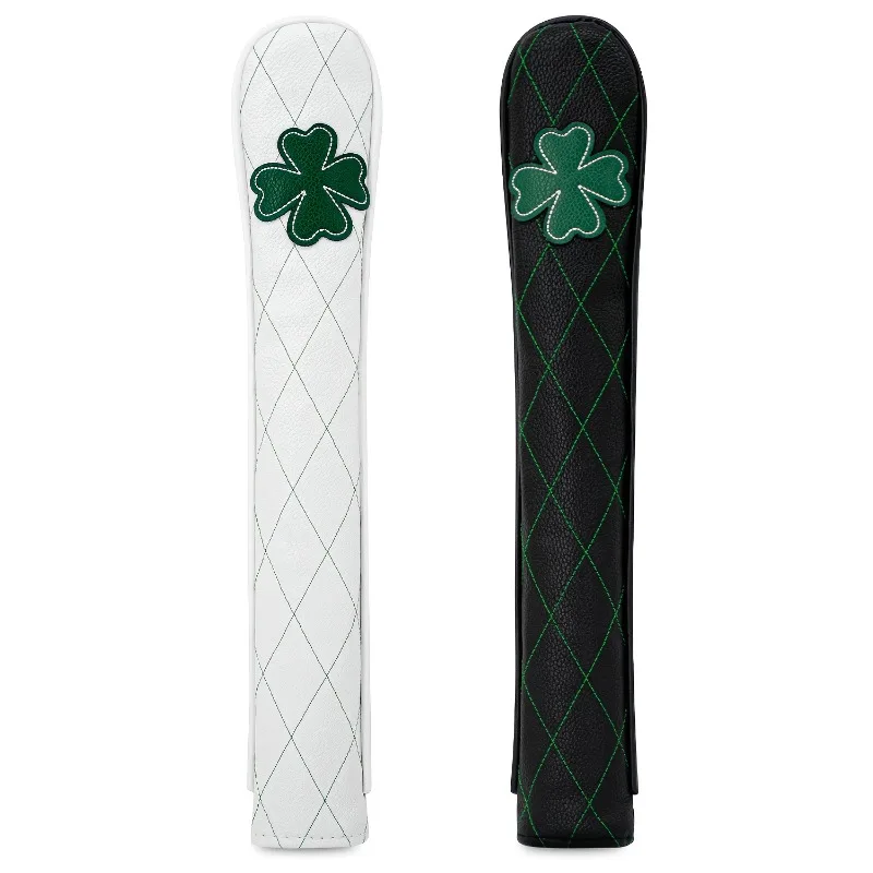 Lucky charm four leaf clover net golf calibration rod protective cover, white/black, golf accessories, dustproof and durable