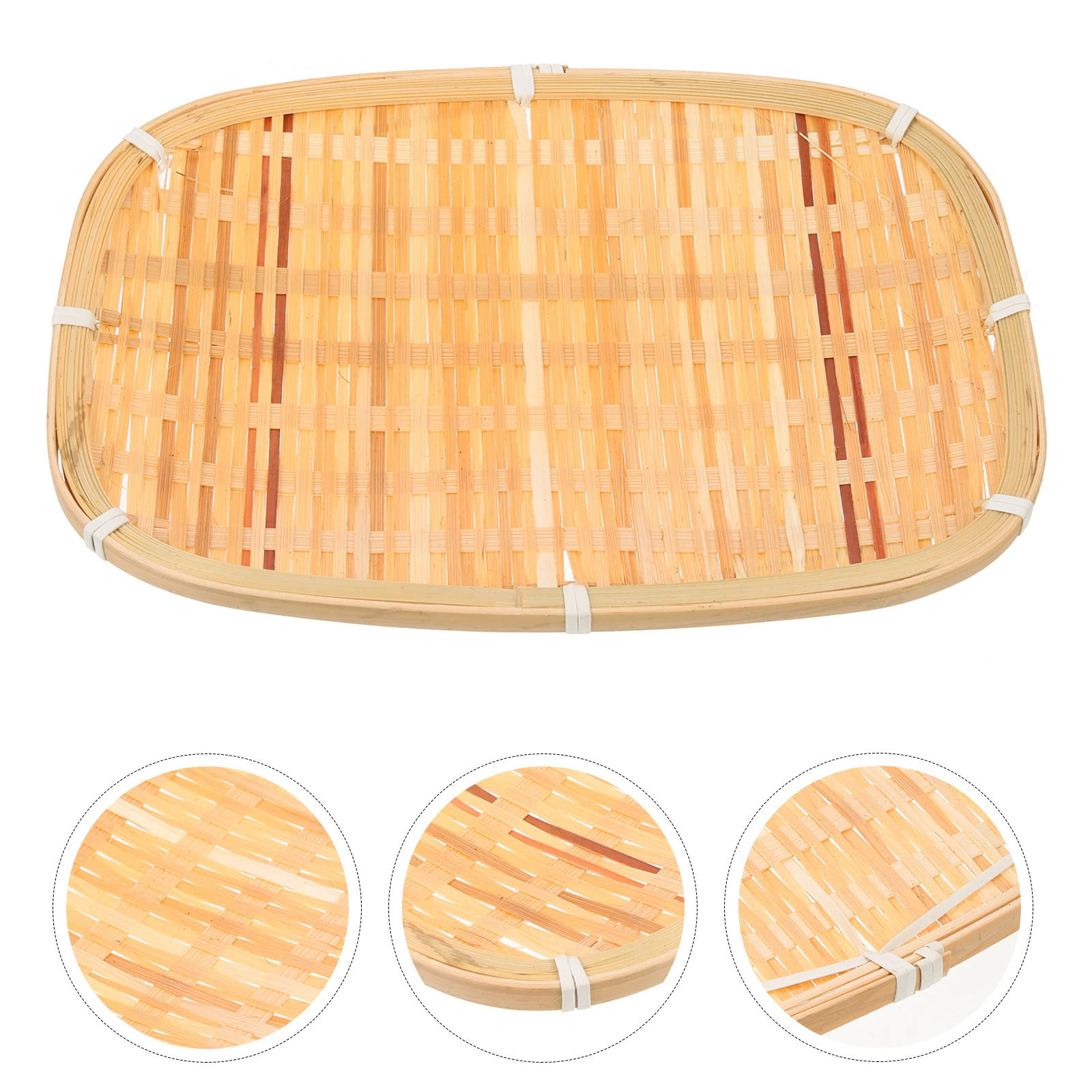 

Bamboo Snack Plate Woven Basket Fruit Kitchen Decorative Bread Container Lid Tray Dessert Sashimi Dry Fruit Candy Chocolate