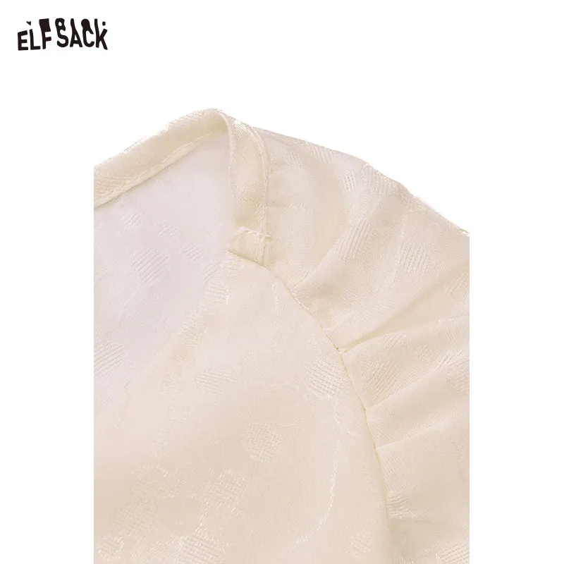 ELFSACK 2025 Summer New Arrival Loose Casual Original Animated Printed V-Neck Bubble Sleeve Women'S Long Dress