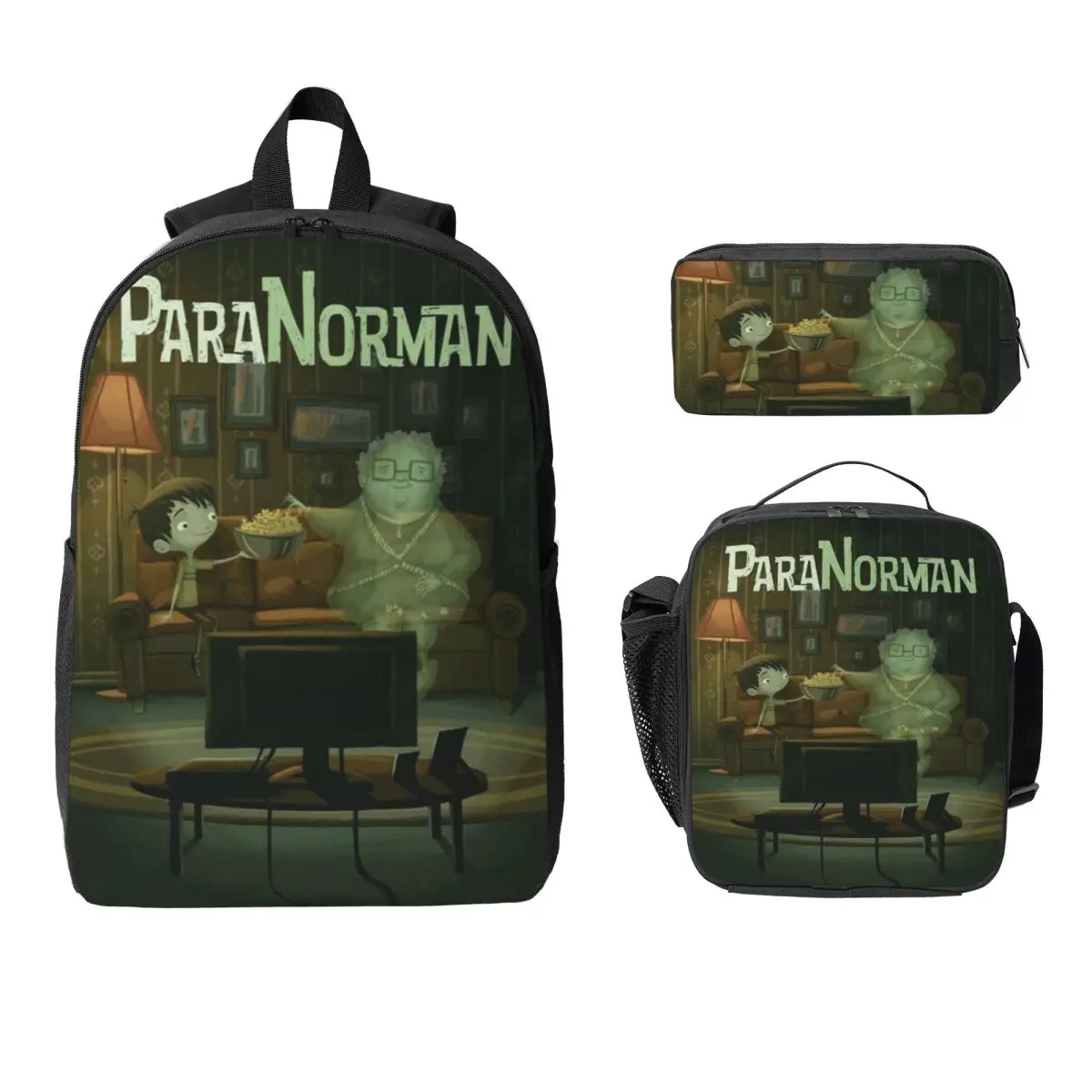 3Pcs ParaNorman Cartoon Movies School bags Set for Kids Pencil Boxes Backpack Sets with Lunch Box For School Students Knapsack