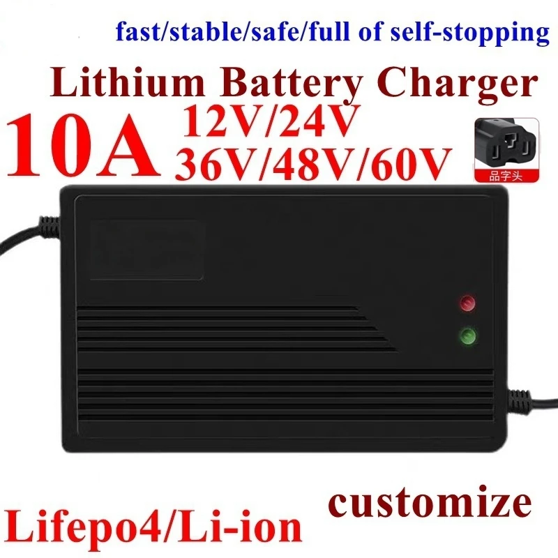 

Chargeur rapide intelligent LIhtim pour batterie de véhicules électriques, pour Eddie ion Lifepo4, 12V 24V 36V 48V 60V 10A