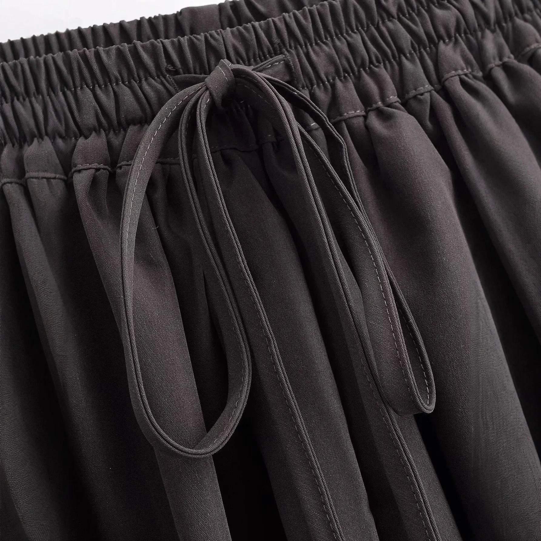 المرأة موضة القوس السراويل الطويلة الخريف الشتاء الشارع الاتجاه فضفاض عادية مطوي فانوس أسفل تمتد عالية الخصر بنطلون #5