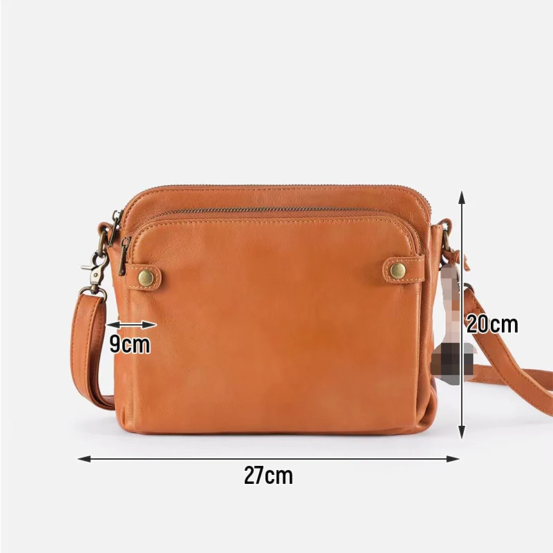 Bolso cruzado Vintage de cuero de tres capas para mujer, bandolera de hombro, bolso de mano para actividades diarias al aire libre