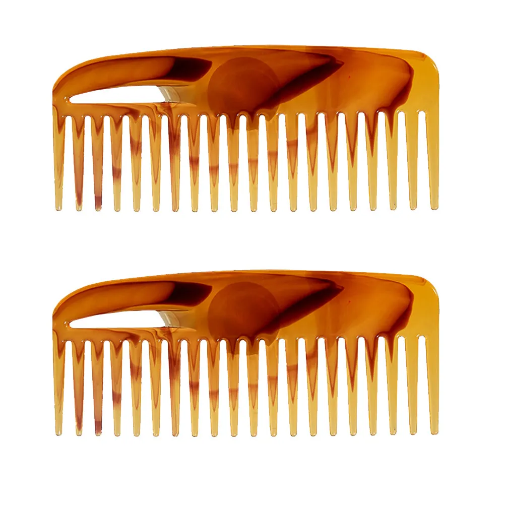 2Pcs Professional Retro Hair Comb Kit Wide Tooth Gentle Scalp Massage Styling Tool for Men Women Pomade Hairstyles PP Material