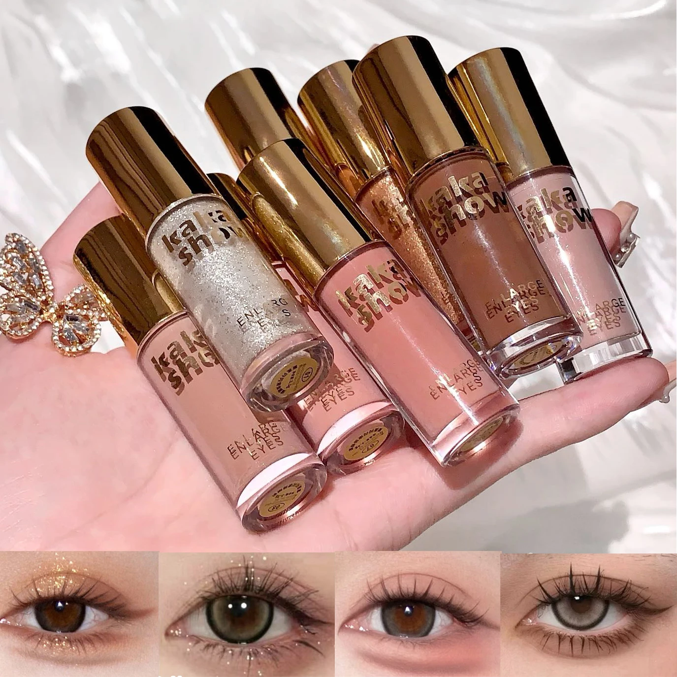 Kakashow Mist Eyeshadow Líquido Mate Perlado Shimmer Ilumina el Sombra de ojos líquida de color tierra, Maquillaje de ojos completo en 3 minutos