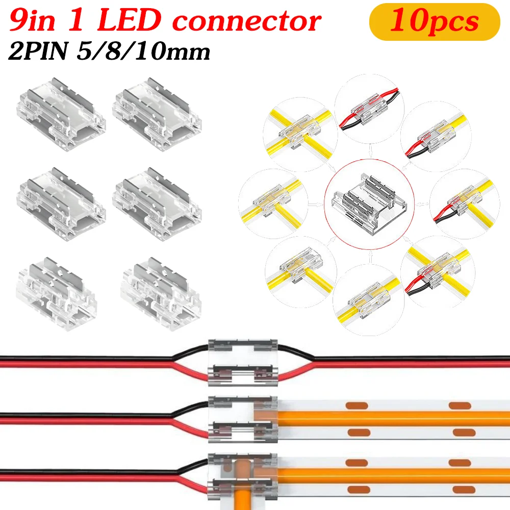 LED Strip Connector Kit – 5-Pin 10mm For 5050 RGBW & RGBWW Lights, L-Shape, T-Shape, Gapless & Jumper Connectors, No Soldering, 25-Piece Set With Pry Tool