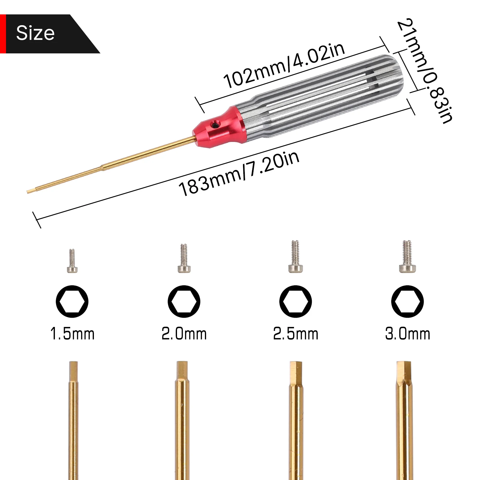 INJORA HSS Hex Screwdriver 1.5 2.0 2.5 3.0mm Tool Kit for RC Car Boat Airplane Model