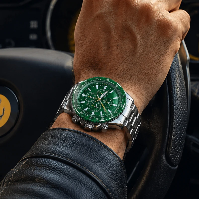 LIGE New Green Big Dial Watch Men Top Brand Luxury Fashion Mens Watches Military Waterproof Chronograph Quartz Wristwatch Clock - view 5