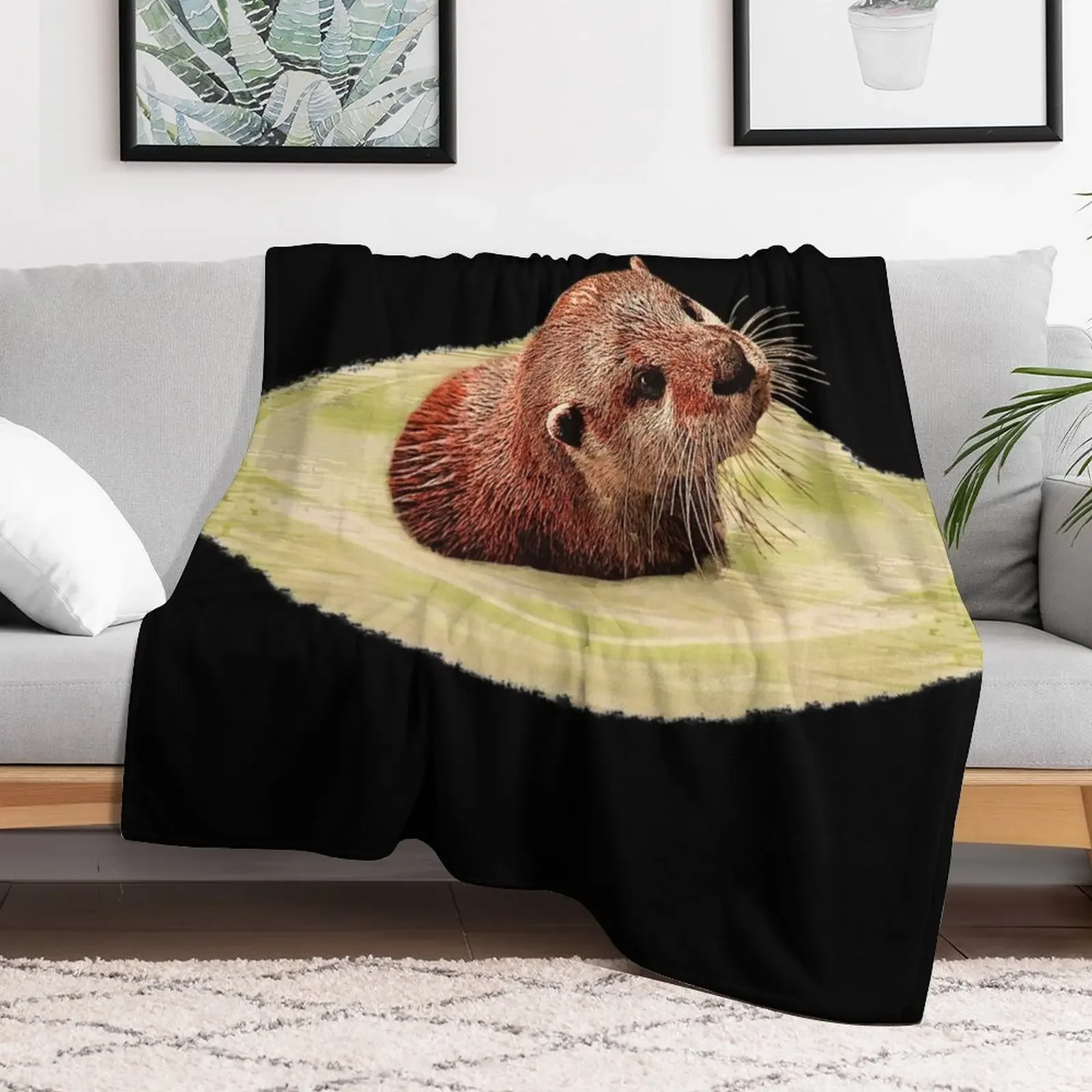 Otter canvas pattern, animal lover outfits, adorable ottershirts Throw Blanket Camping valentine gift ideas Shaggy Blankets