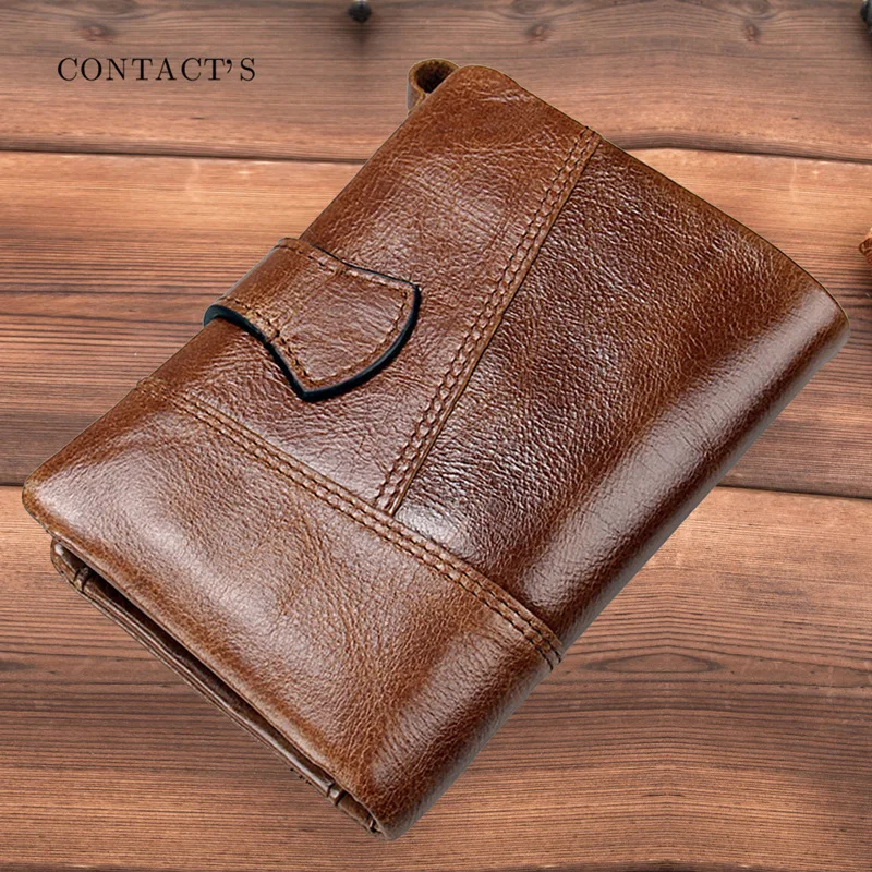 British Style Top Layer Cowhide Trifold Cowhide Men's Wallet Activity Zipper Buckle Splice Handbag Coin Purse Holder Men Wallets