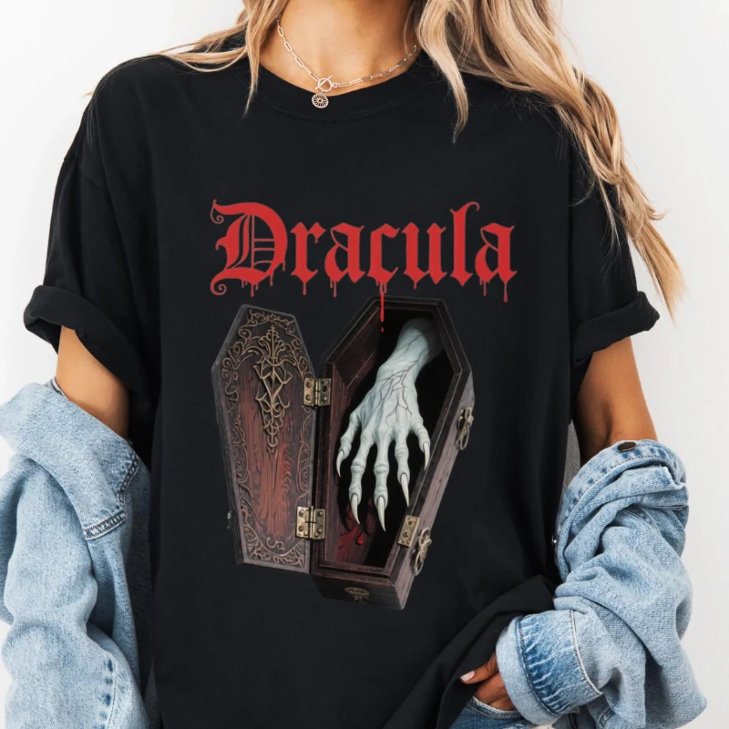 Halloween Dracula Shirt Dracula Novel Shirt, Horror Halloween Shirt Horror Movie T-shirt Retro Gothic T-shirt Halloween Shirt