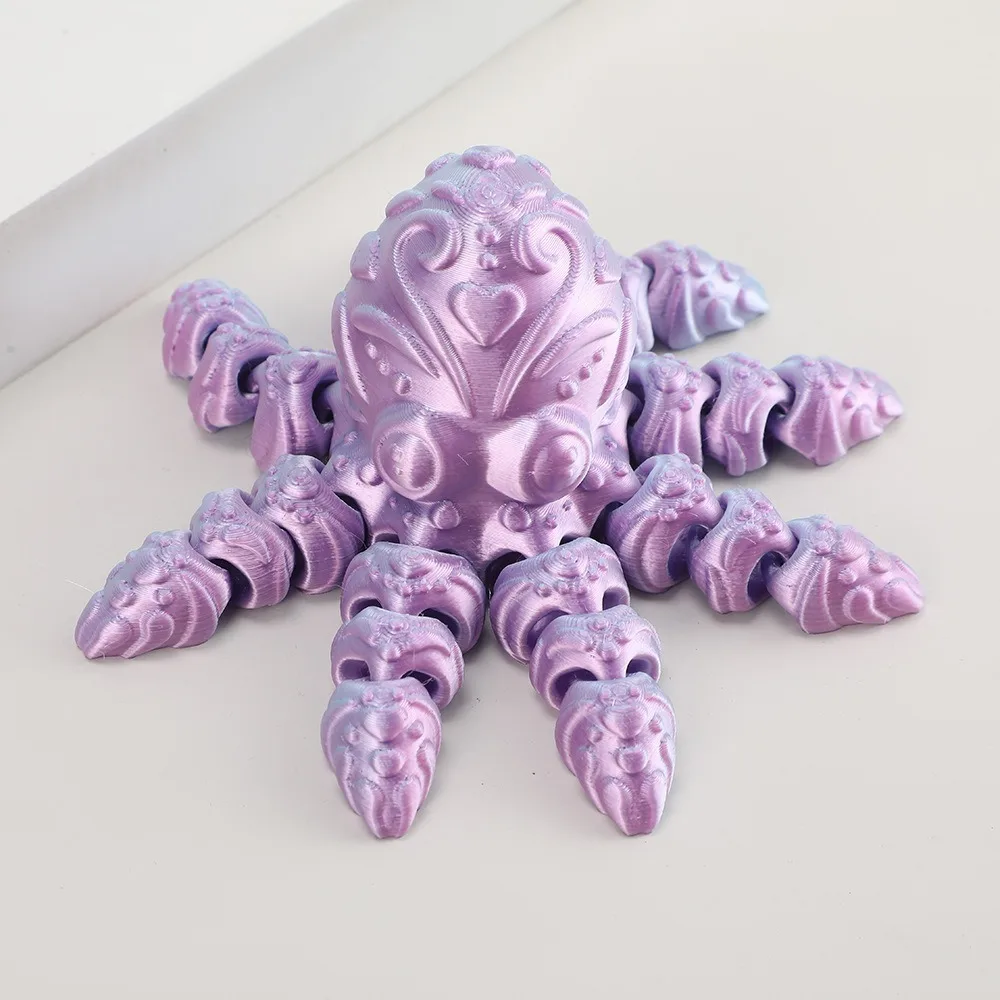 

Movable Joints 3D Printed Octopus Ornament Cartoon Realistic 3D Printed Octopus Model Figurine Handicraft 3D Printed Octopus Toy