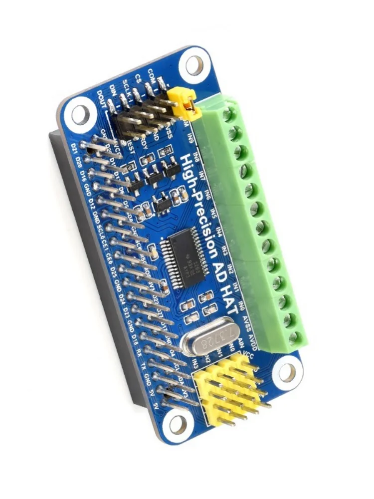 High-Precision AD HAT For Raspberry Pi, ADS1263 10-Ch 32-Bit ADC