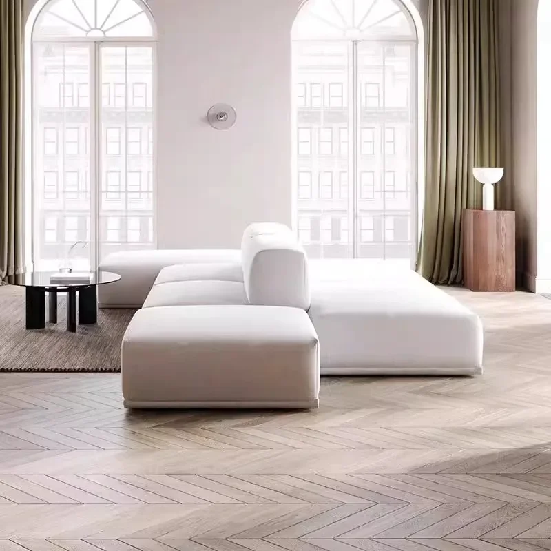 Italian minimalist combination double-sided modular fabric sofa cotton and linen technical cloth office reception island