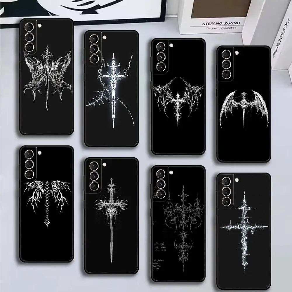 

Gothic Cross Phone Case For Samsung GalaxyA13,21s,22,31,32,52,53,71,72,73,Soft Black Cover