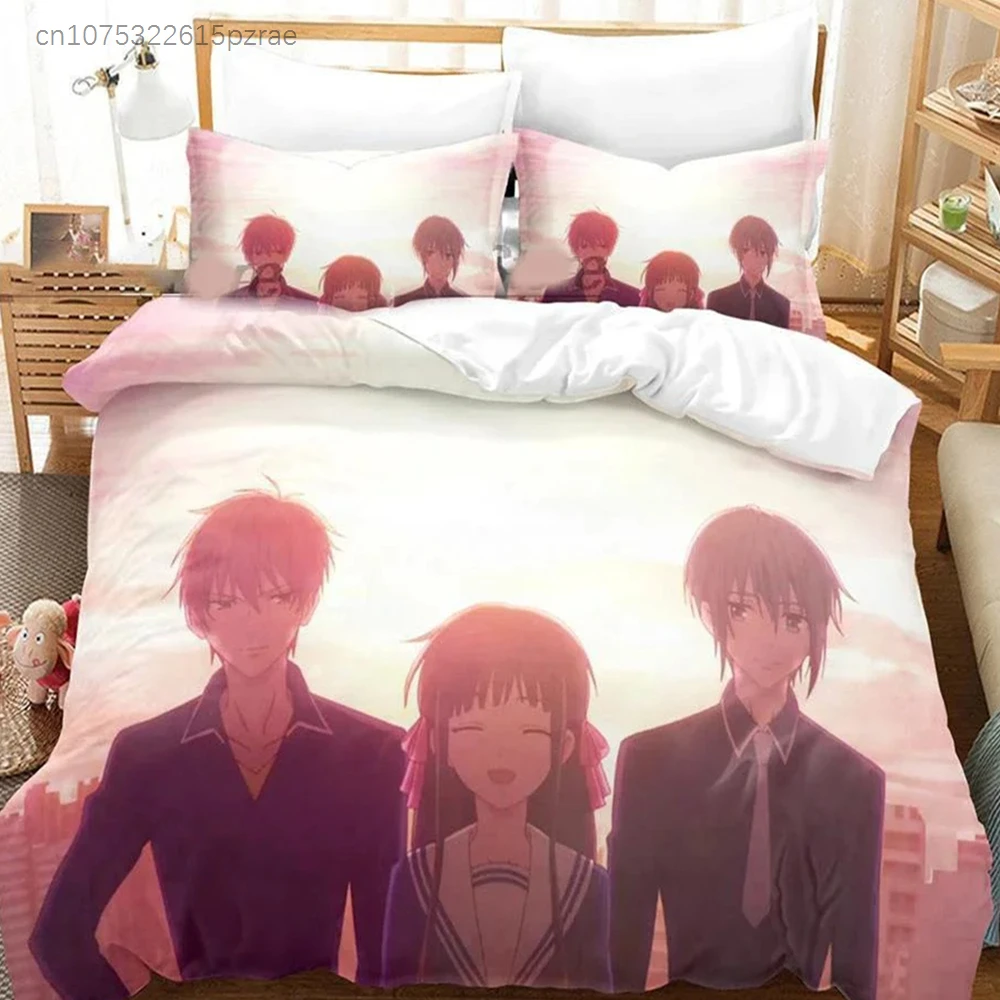 Anime Fruits Basket Bedding Set Boys Girls Twin Queen Size Duvet Cover Pillowcase Bed Kids Adult Fashion Home Textileextile
