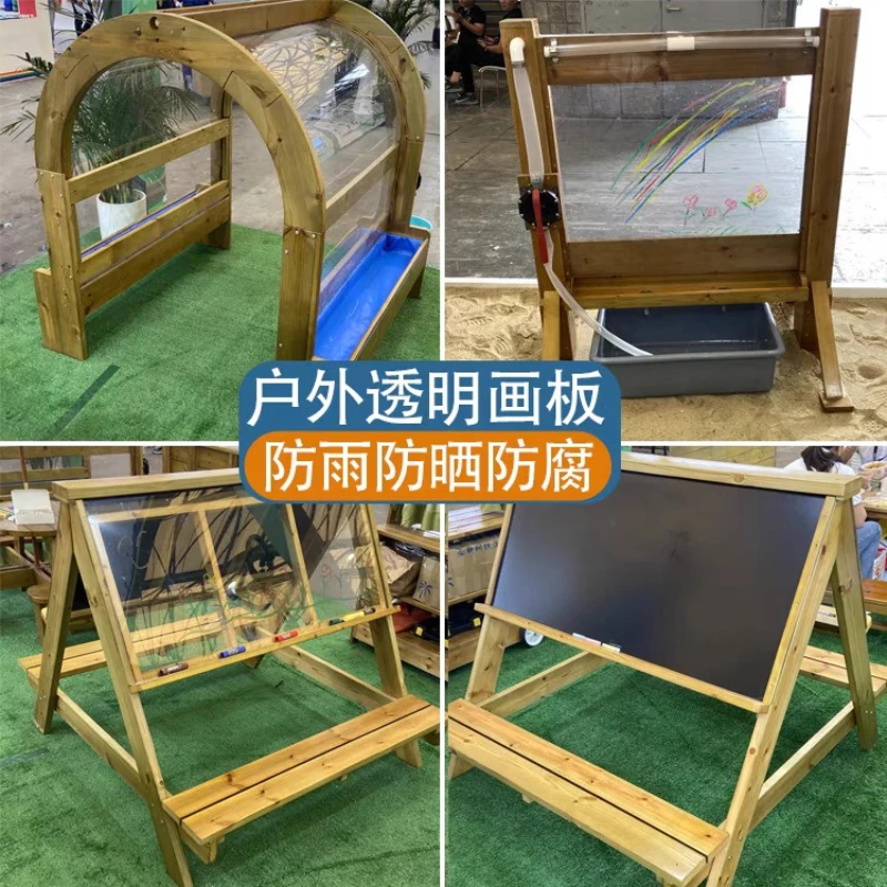 Kindergarten outdoor graffiti painting area art table drawing board children transparent tunnel easel blackboard watercolor pen