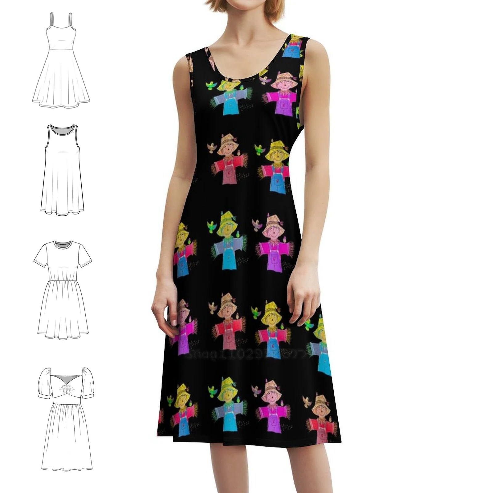 فزاعة صديقة بألوان الصداقة وفستان عطلة مثير للنساء على الشاطئ وحفلات أعياد الميلاد فستان قصير فزاعة الصداقة