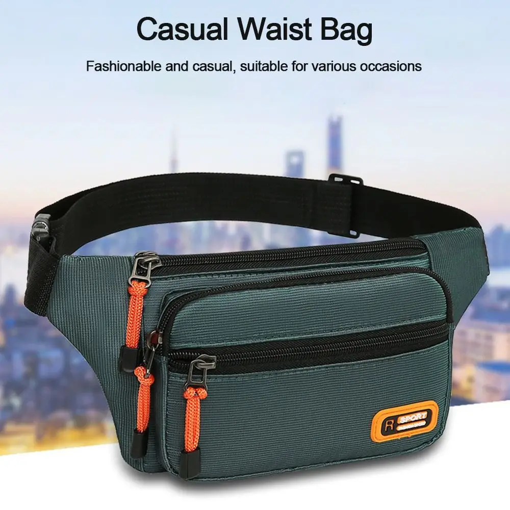 Nylon Men Waist Bag Large-capacity Waterproof Sports Mobile Phone Bag Outdoor Travel Anti-theft Business Cashier Wallet